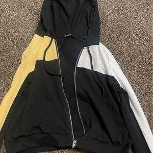shein yellow, white, and black hoodie